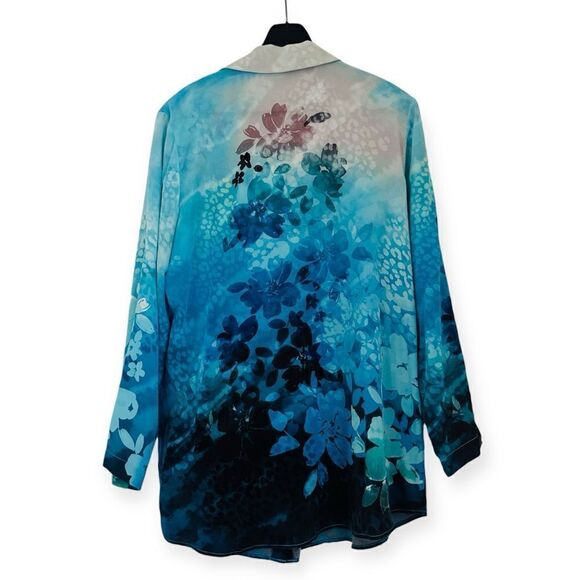 Soft Surroundings Multi Color Silk Jolene Button Down Blouse Size Large - Picture 3 of 5